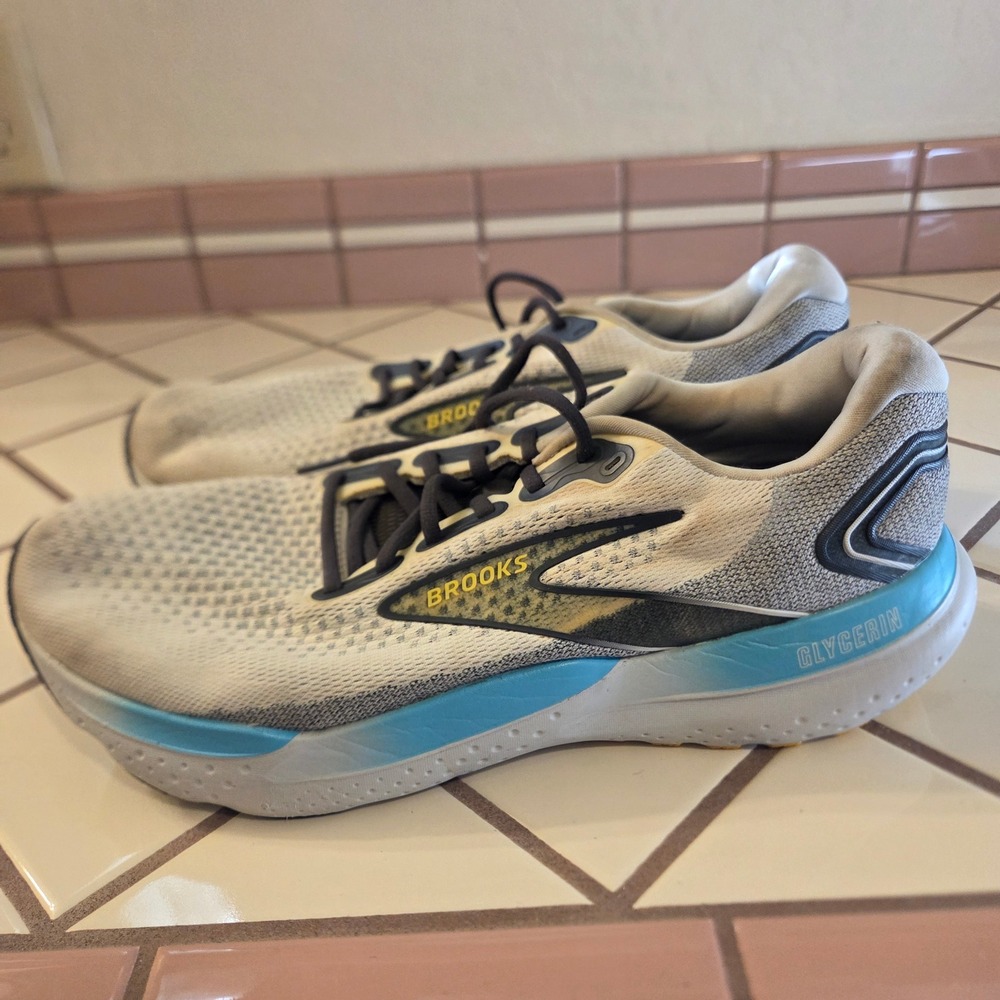 Brooks Glycerin 21 Mens Running Shoes Size 13 White Grey Blue 1104191D184